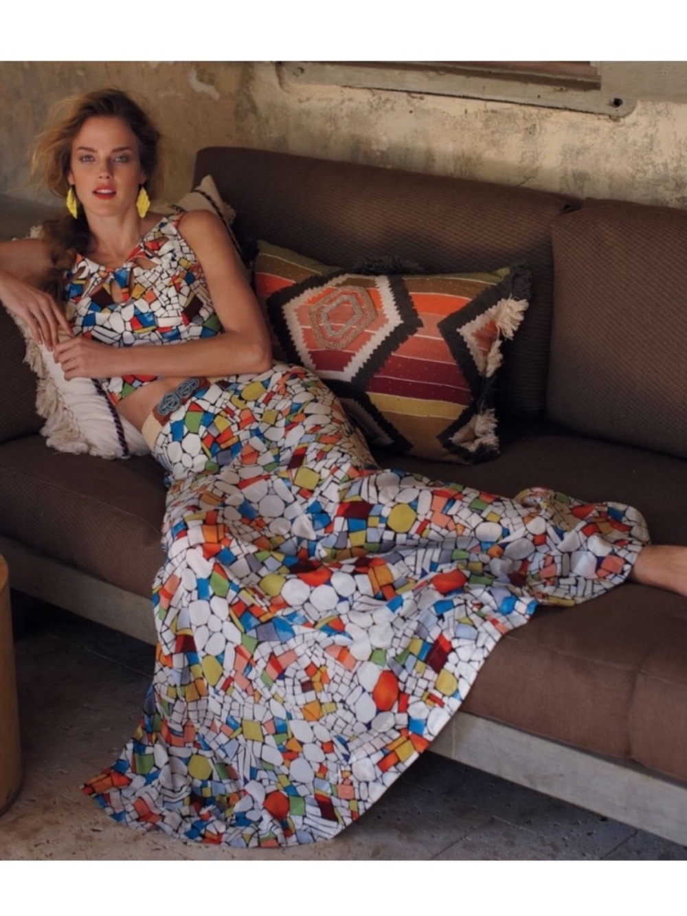 Maeve *rare Anthropologie size 6 Multicolor Mosaic Jocelyn stained glass  Top